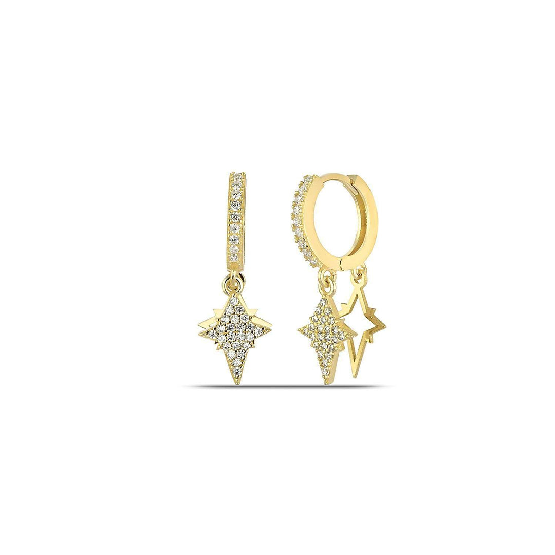 Gold Star Dangle Earrings 