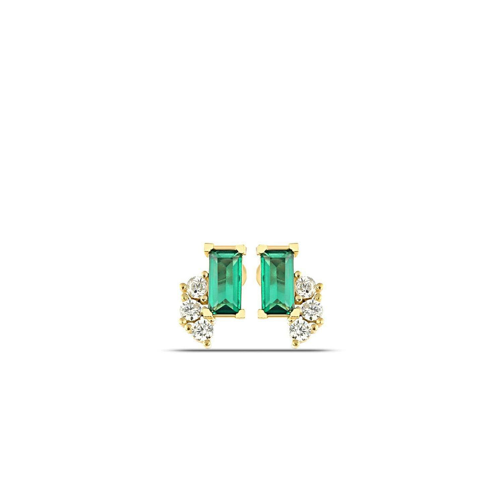 Emerald Baguette Stud Earrings