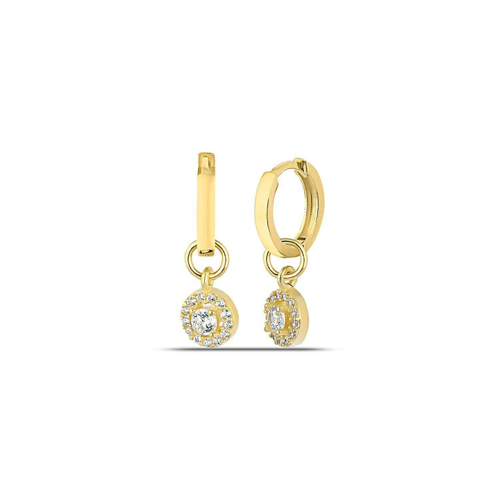 Gold Huggie Halo Drop Earrings