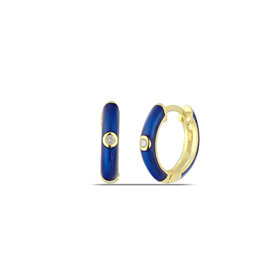 Royal Blue Earrings Enamel Huggies