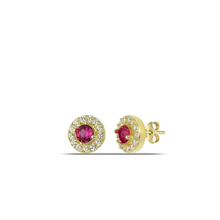 Ruby Diamond Halo Earrings