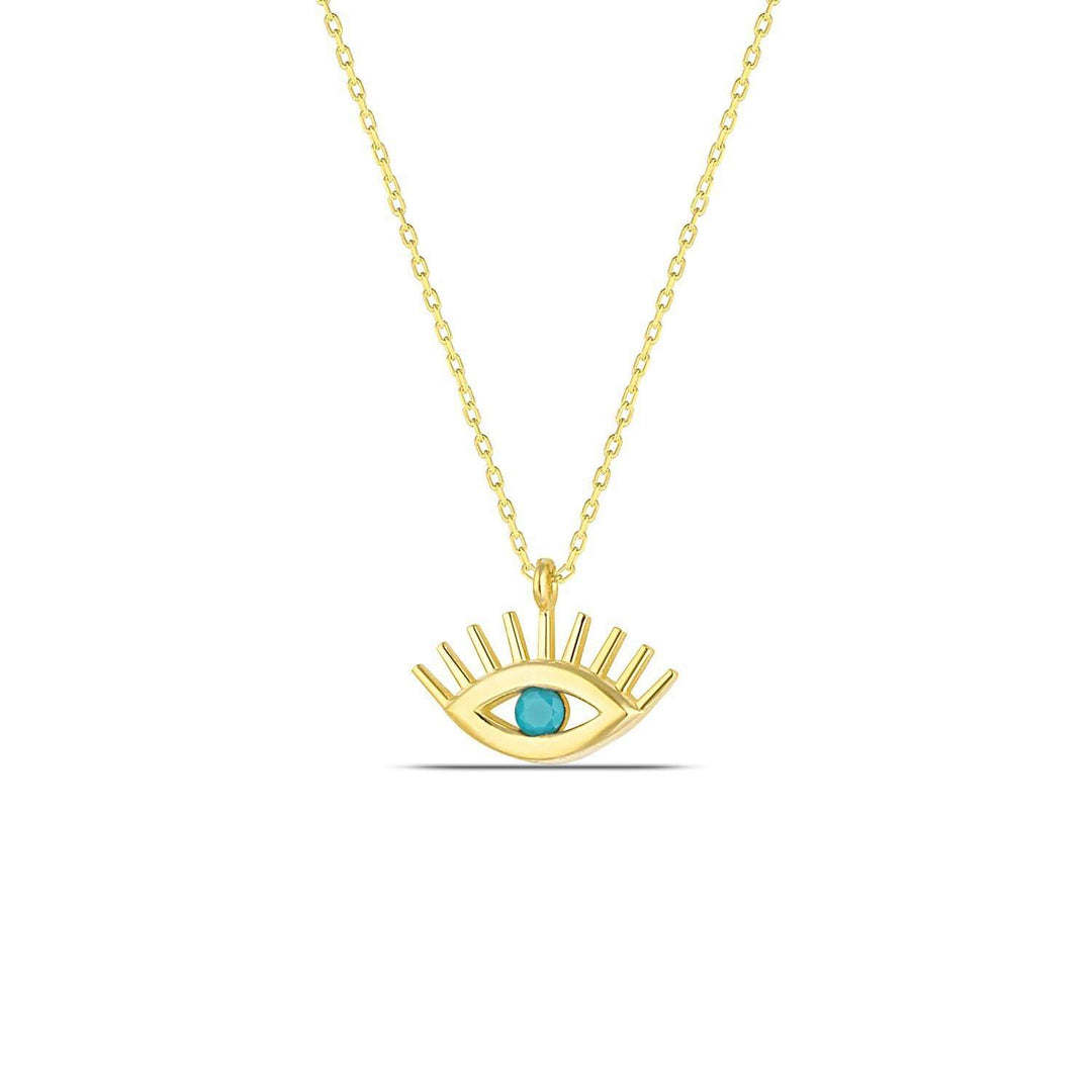 Gold Evil Eye Necklace with Lashes