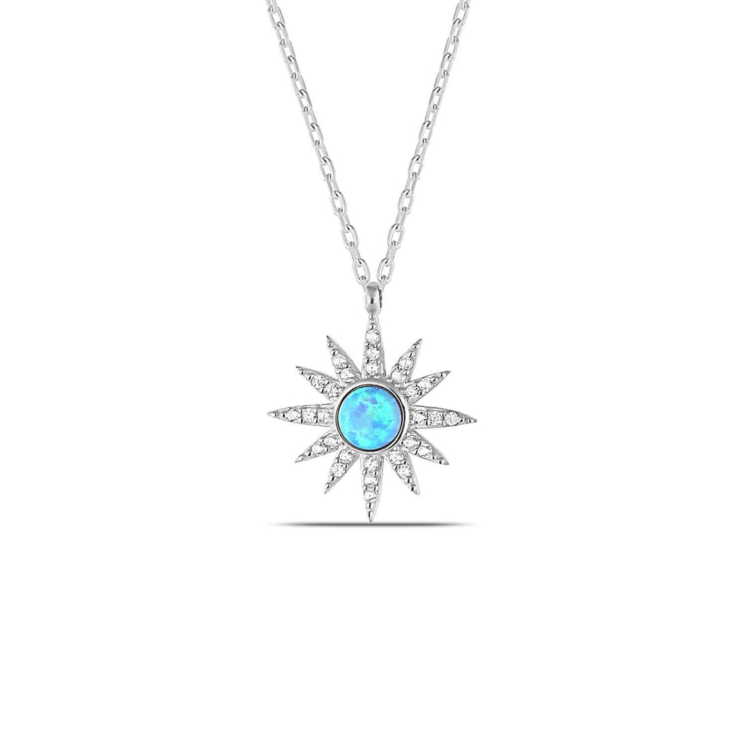 Silver Blue Opal Necklace