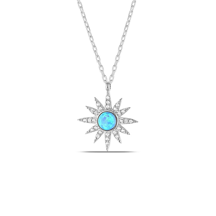 Silver Blue Opal Necklace