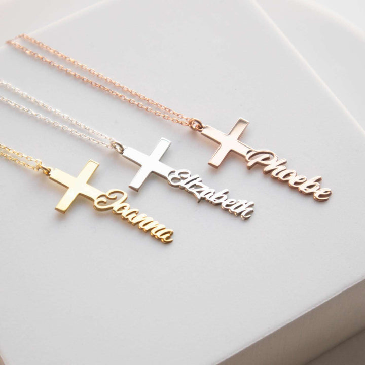 Cross Necklace with Name