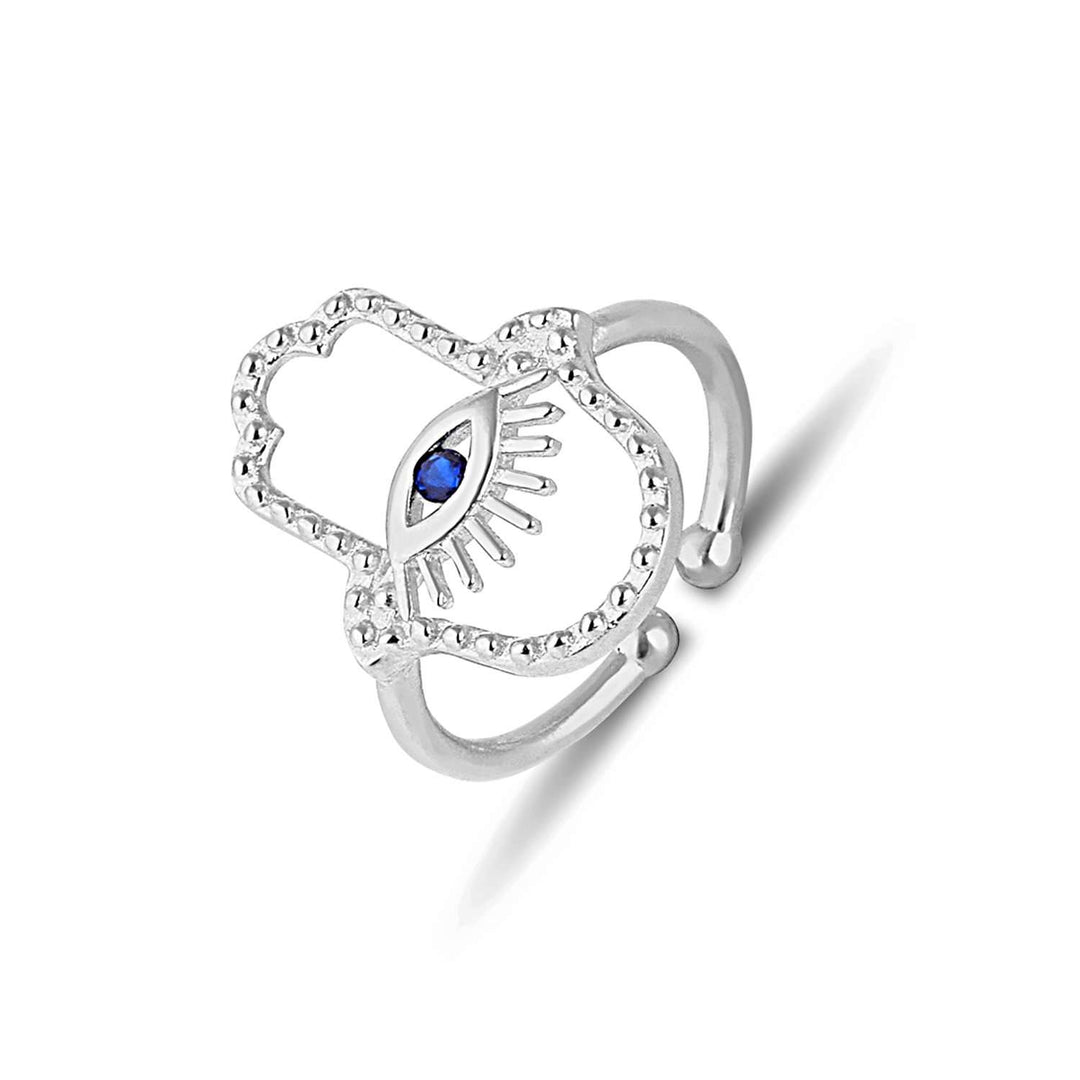 Evil Eye Hamsa Ring Sterling Silver