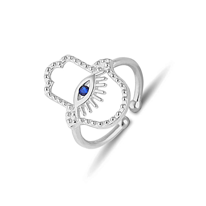 Evil Eye Hamsa Ring Sterling Silver