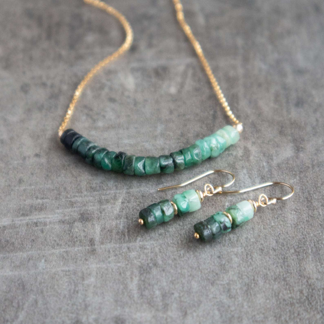 Emerald Earrings and Necklace Set