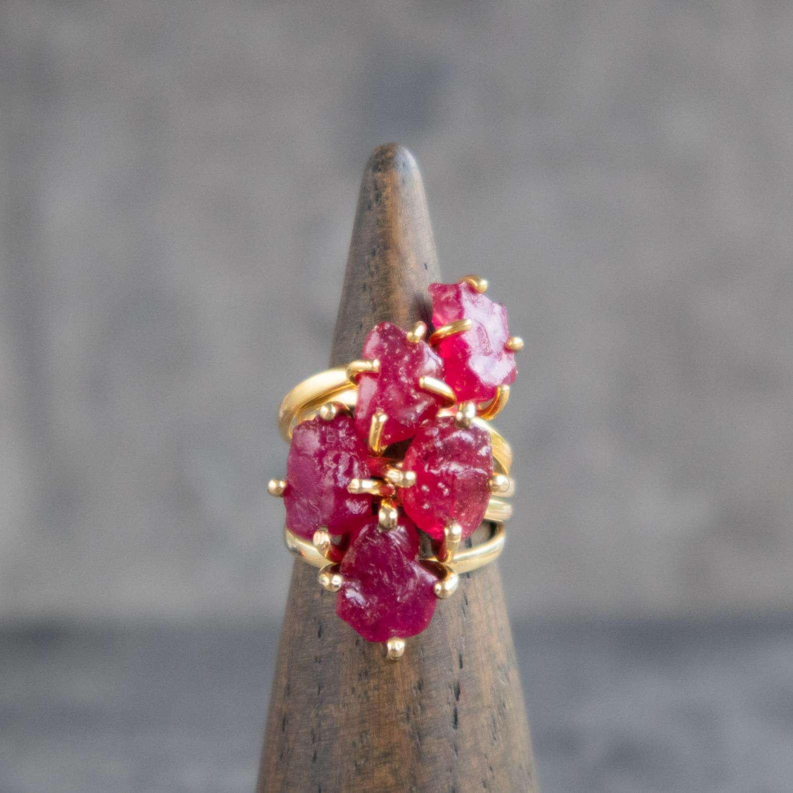 Ring Rate Of Ruby Stone Raw Ruby Ring, Natural Gemstone, Deep Red