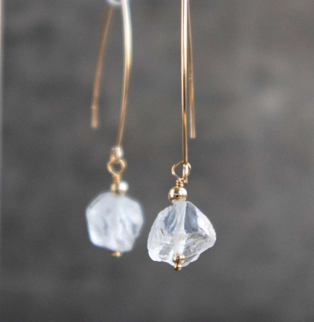 clear quartz raw crystal earrings
