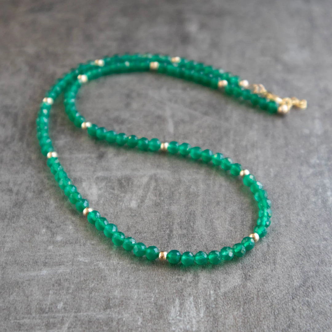 Green Onyx Necklace gold