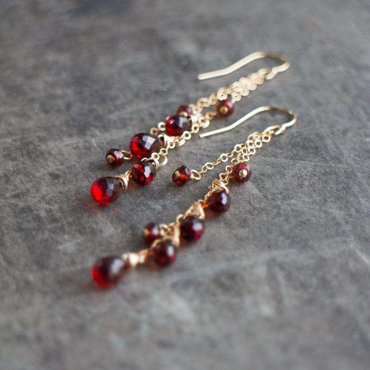 Drop Garnet Earrings