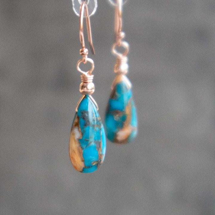 Blue Copper Turquoise Drop Earrings