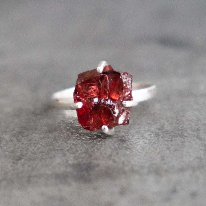 Raw Garnet Ring Silver