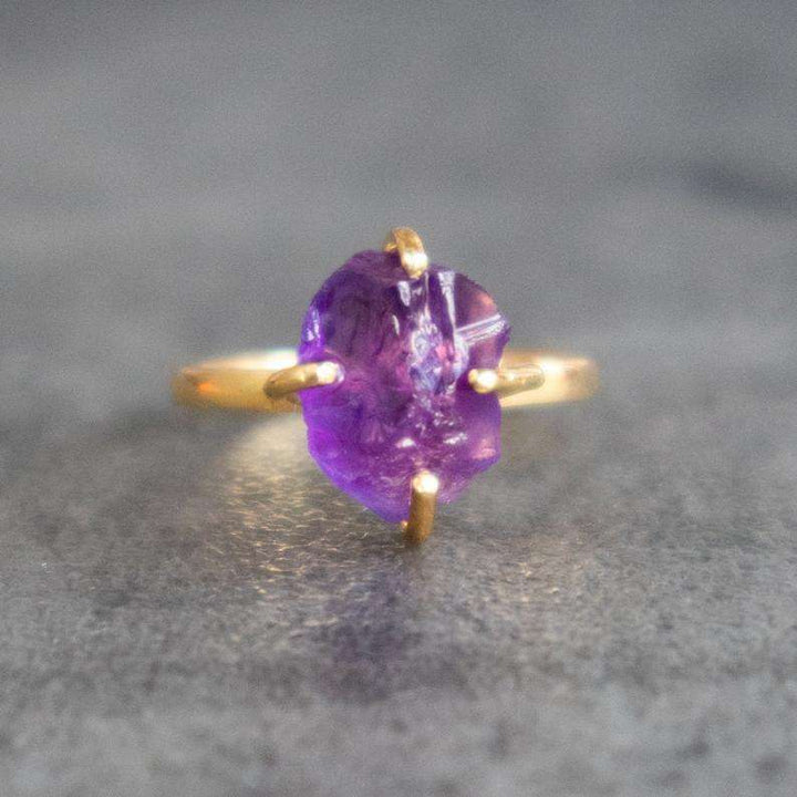 Raw Amethyst Ring Gold