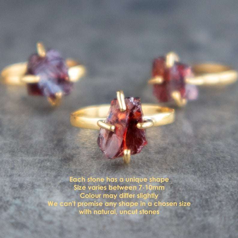 Raw Garnet Stone Ring