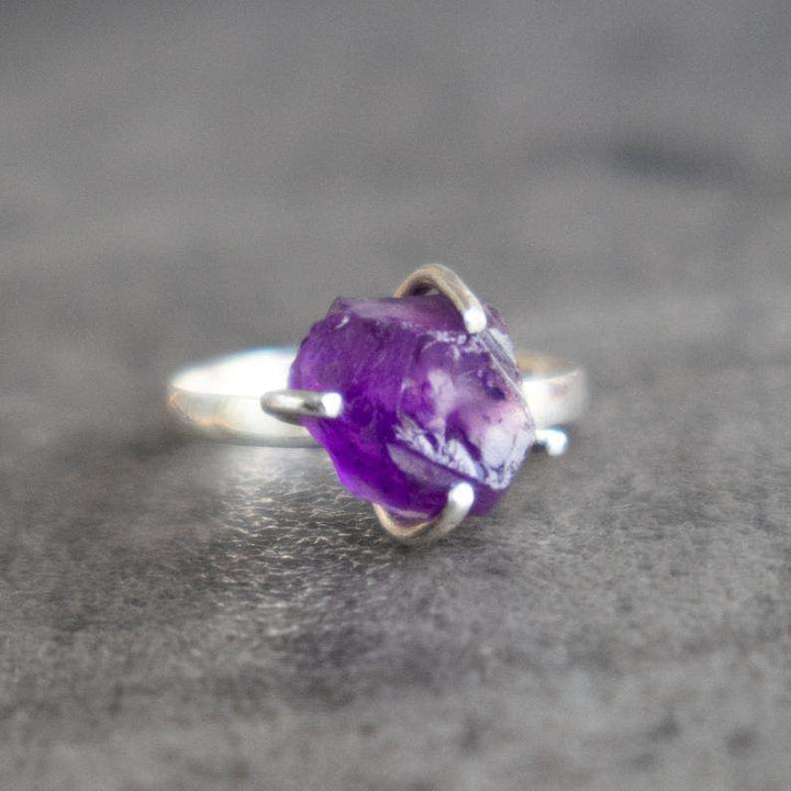 Sterling Silver Raw Amethyst Ring