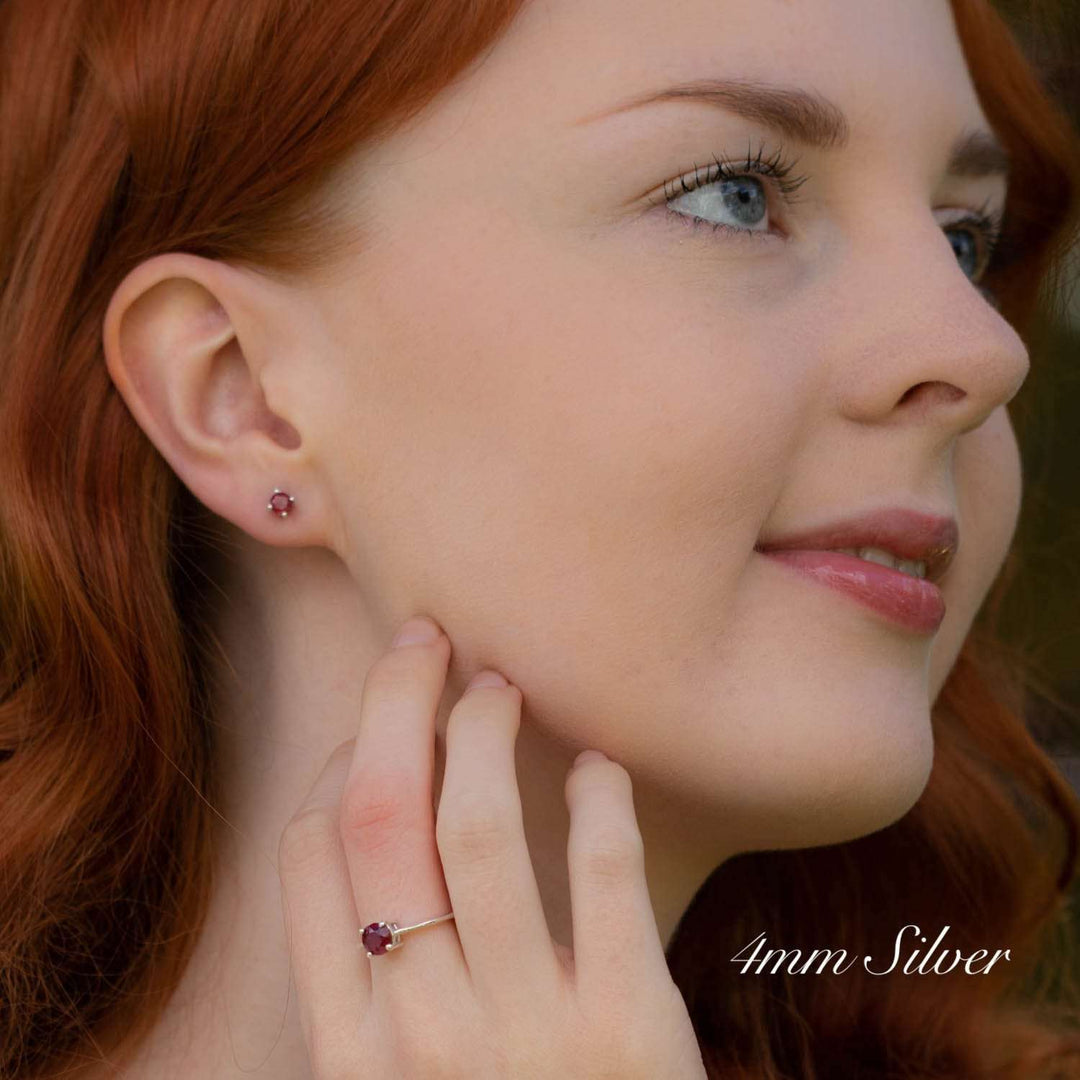 4mm Ruby Earrings 