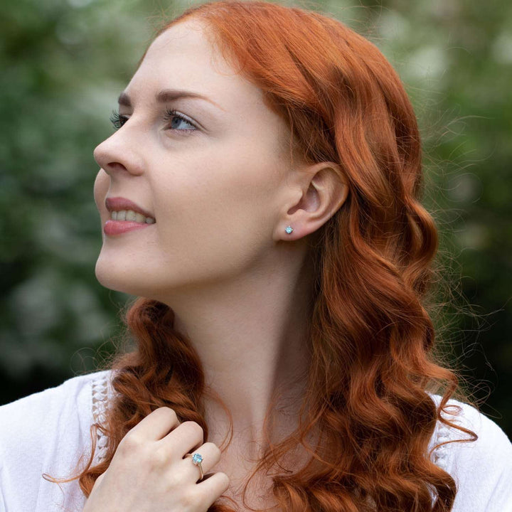 Small Blue Topaz Stud Earrings