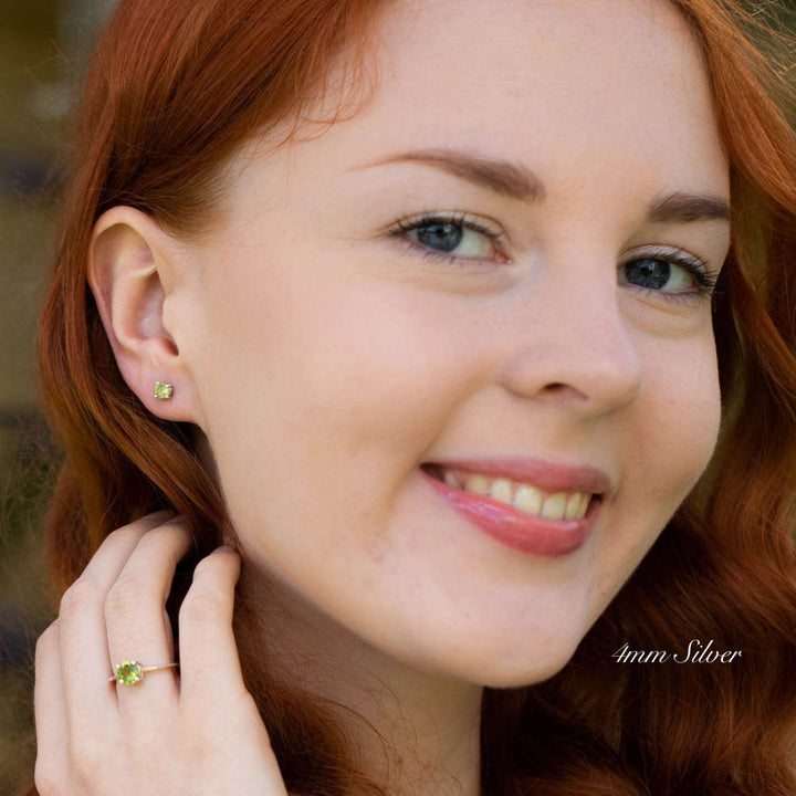 Silver Peridot Stud Earrings