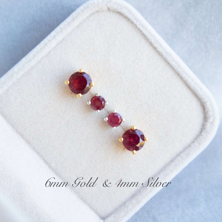 Ruby Stud Earrings 4mm 6mm