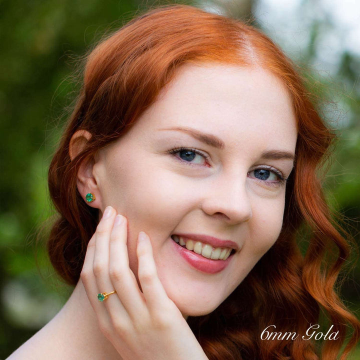 Emerald Stud Earrings 6mm