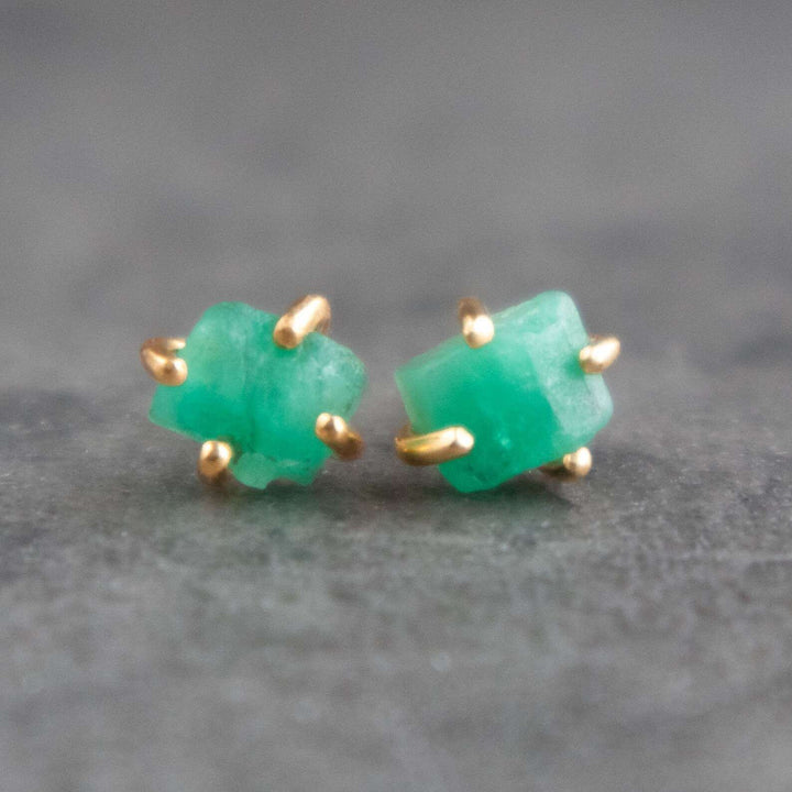 Raw Emerald Earrings
