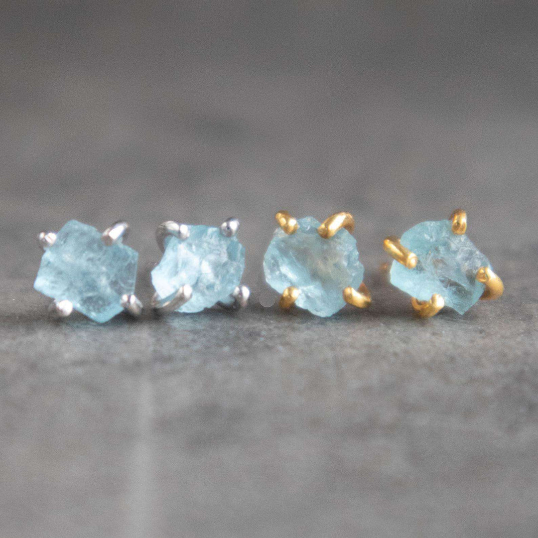 Raw Aquamarine Earrings
