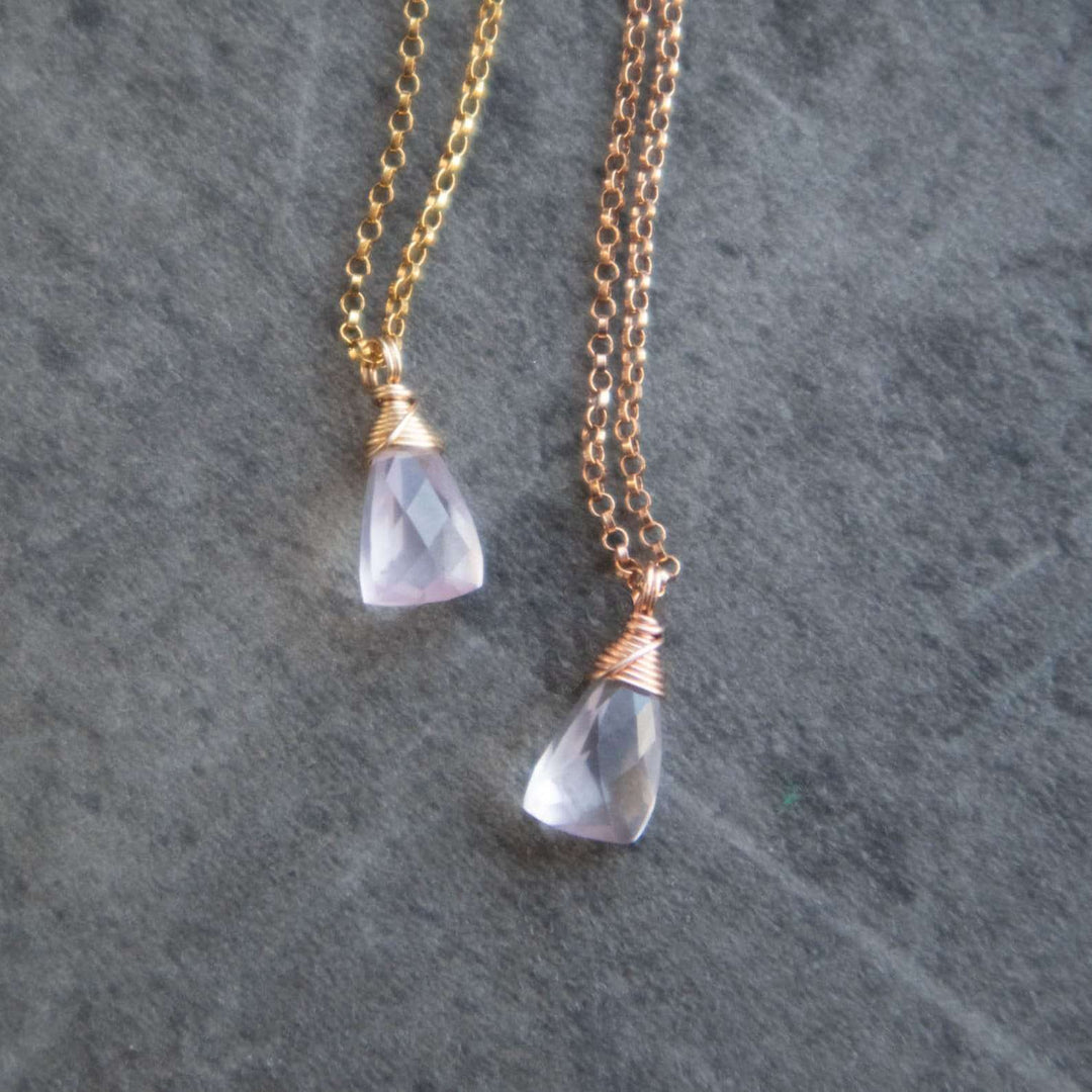 rose gold and ose quartz necklace