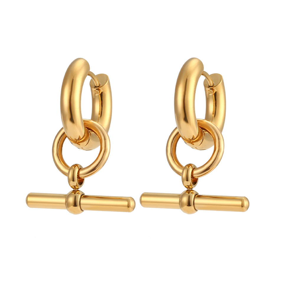 Gold T Bar Earrings