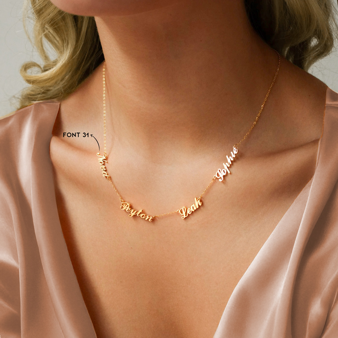 Baby Names Women's Necklace With Children's Names 14k