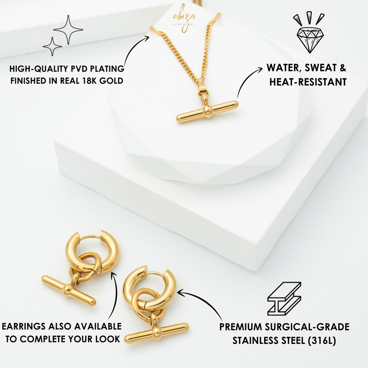 Gold Necklace T Bar 