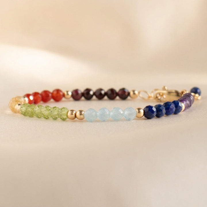 14K gold filled Chakra bead bracelet side view