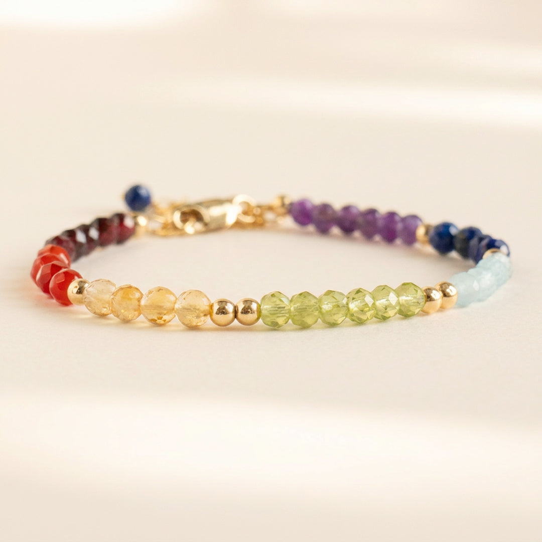 14K gold filled chakra bead bracelet — handmade UK