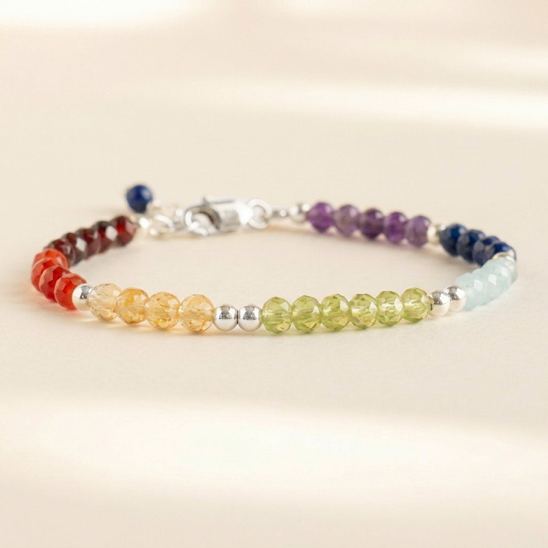 Sterling silver chakra bead bracelet — handmade UK