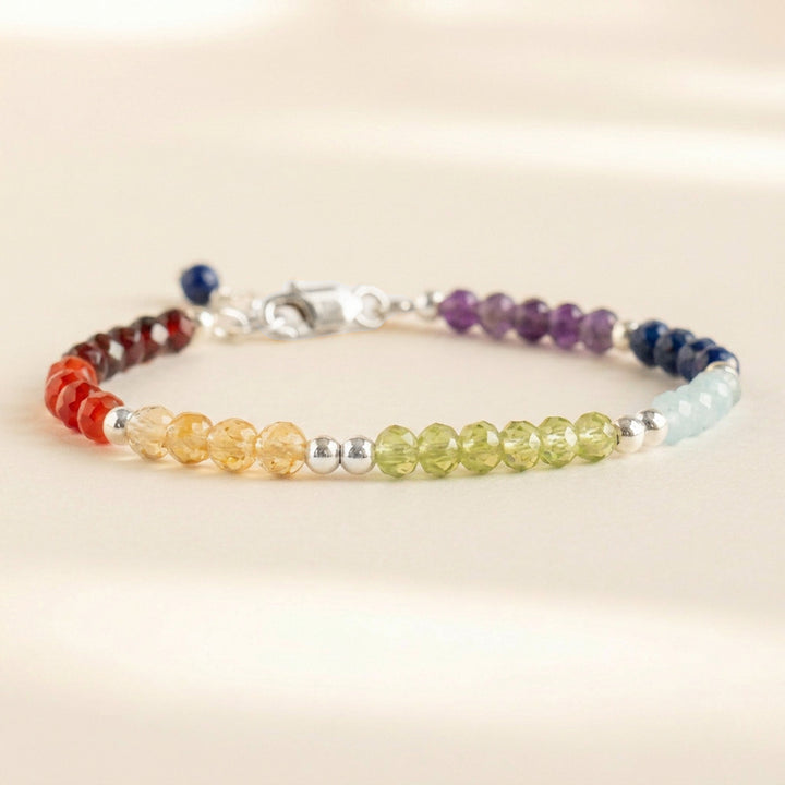 Sterling silver chakra bead bracelet — handmade UK