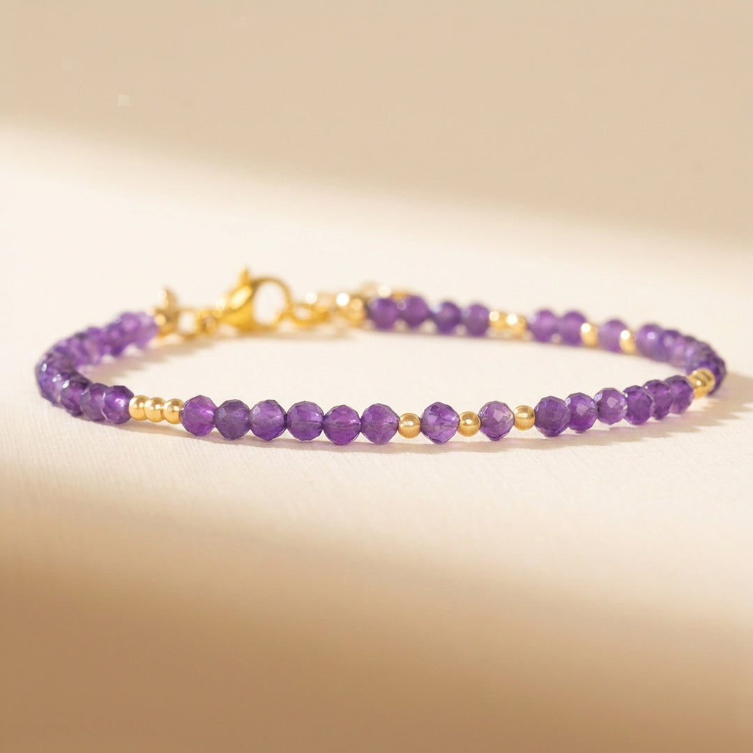 14K gold filled amethyst bracelet — handmade UK