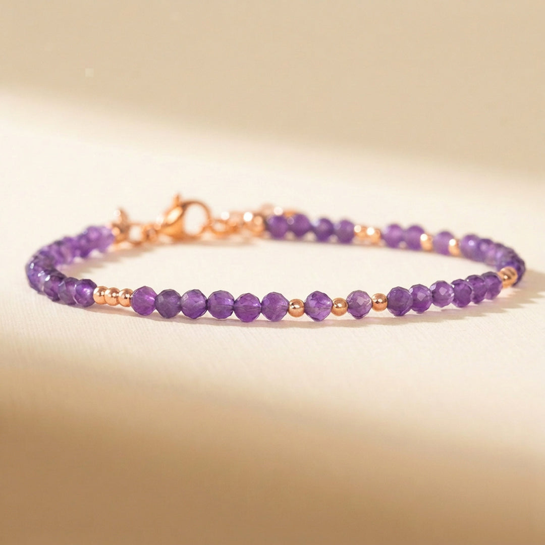 Rose gold filled amethyst bracelet — handmade UK
