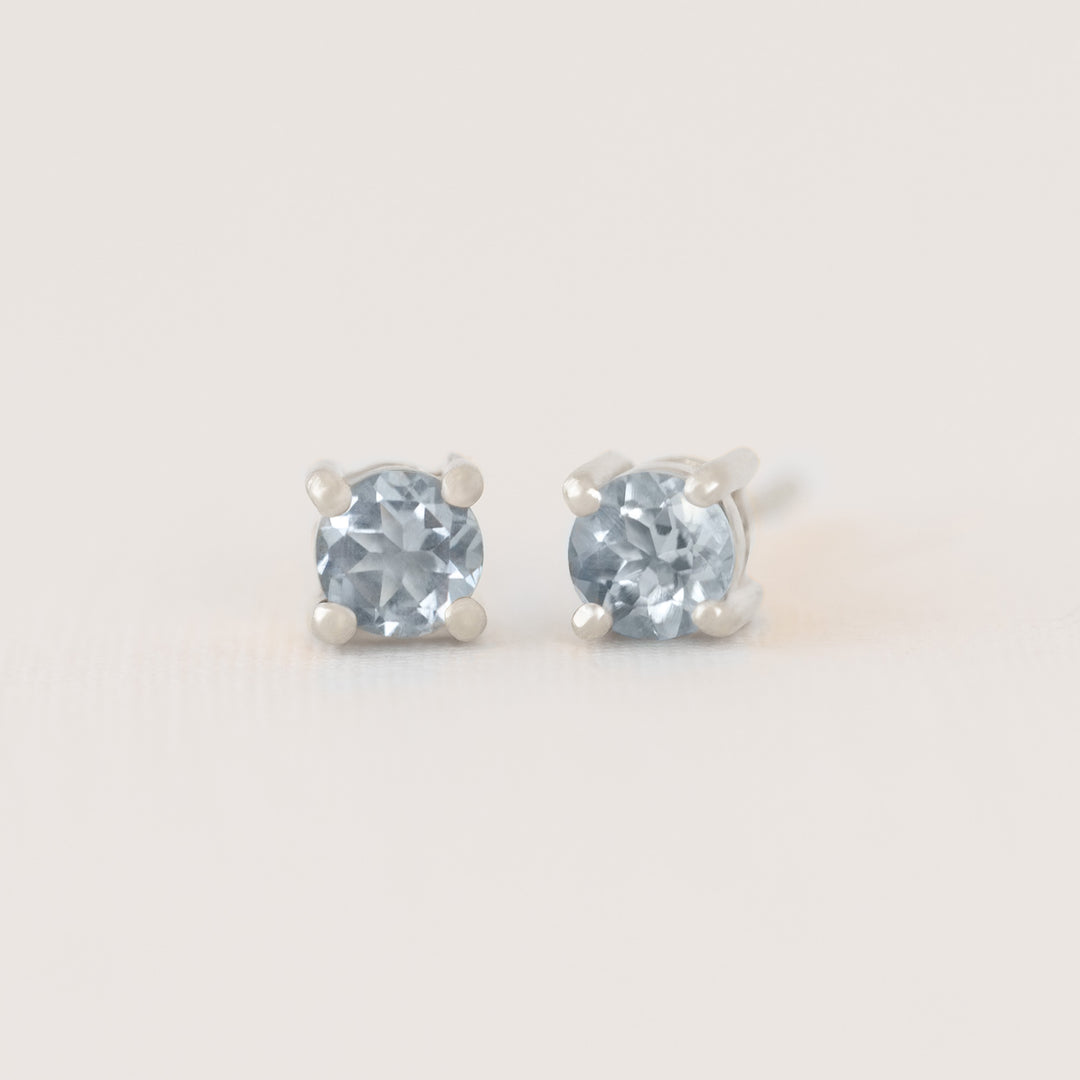 Aquamarine Stud Earrings Sterling Silver