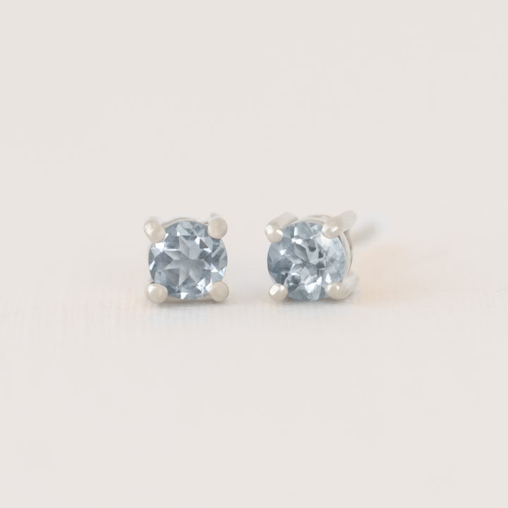 Aquamarine Stud Earrings Sterling Silver