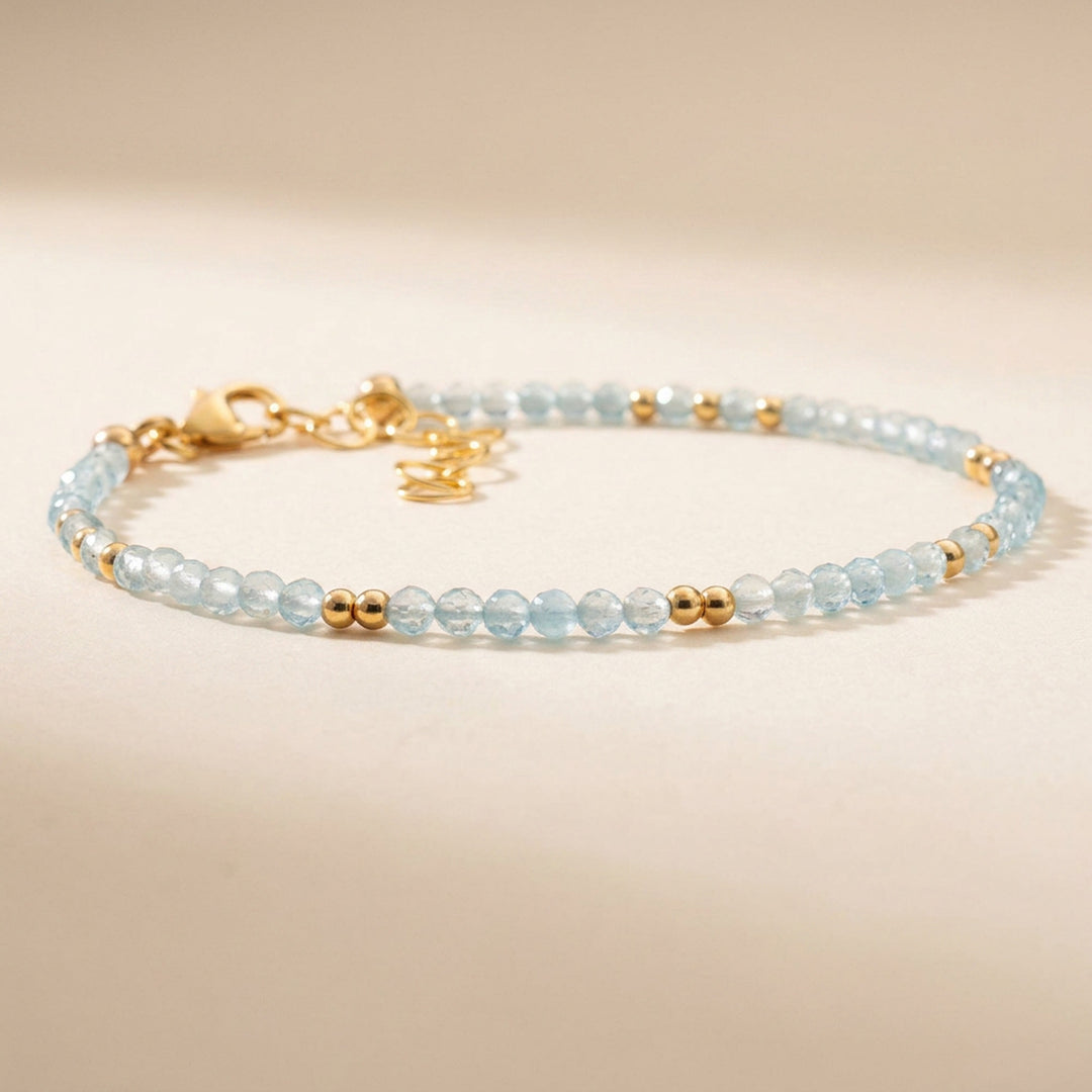 14K gold filled Aquamarine bracelet — March birthstone — handmade UK