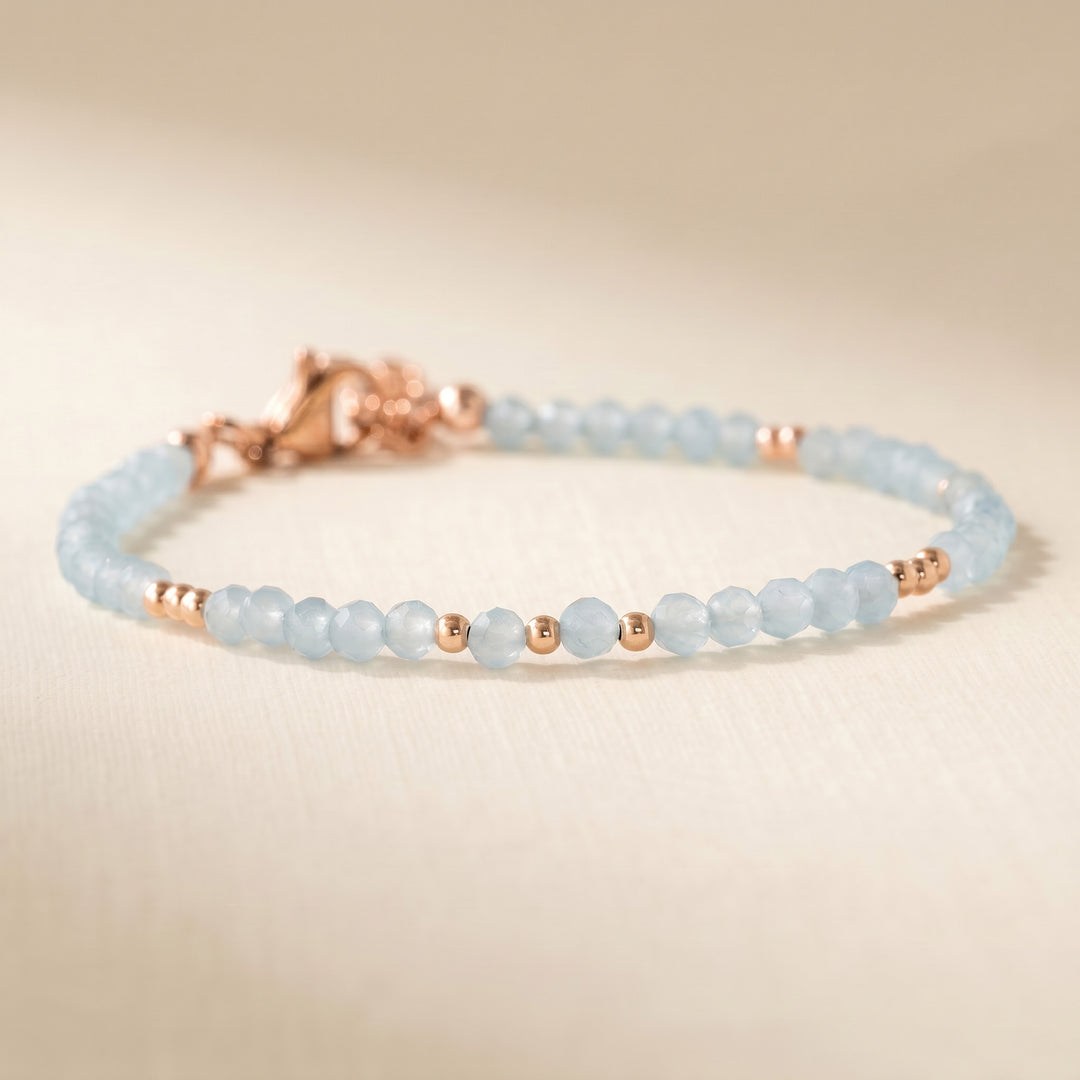 Rose gold filled Aquamarine bracelet — March birthstone — handmade UK
