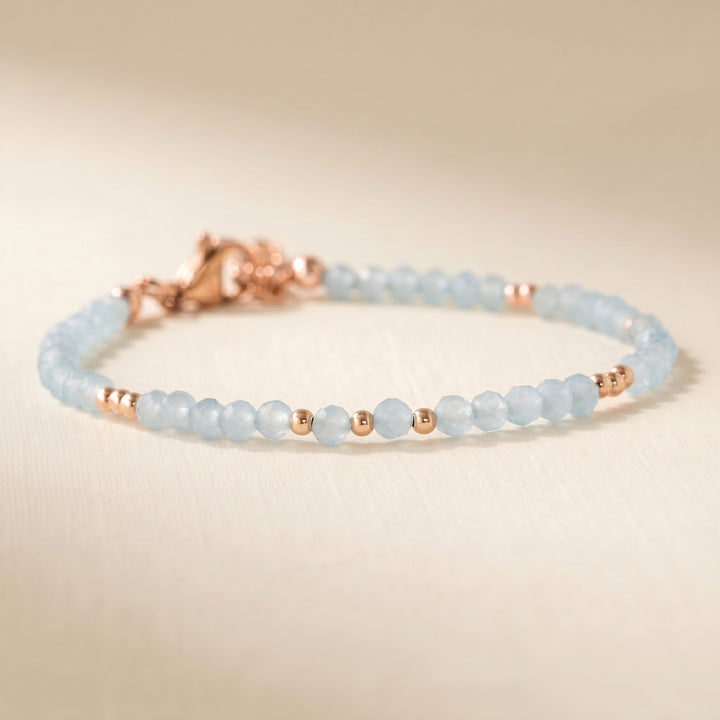 Rose gold filled Aquamarine bracelet — March birthstone — handmade UK
