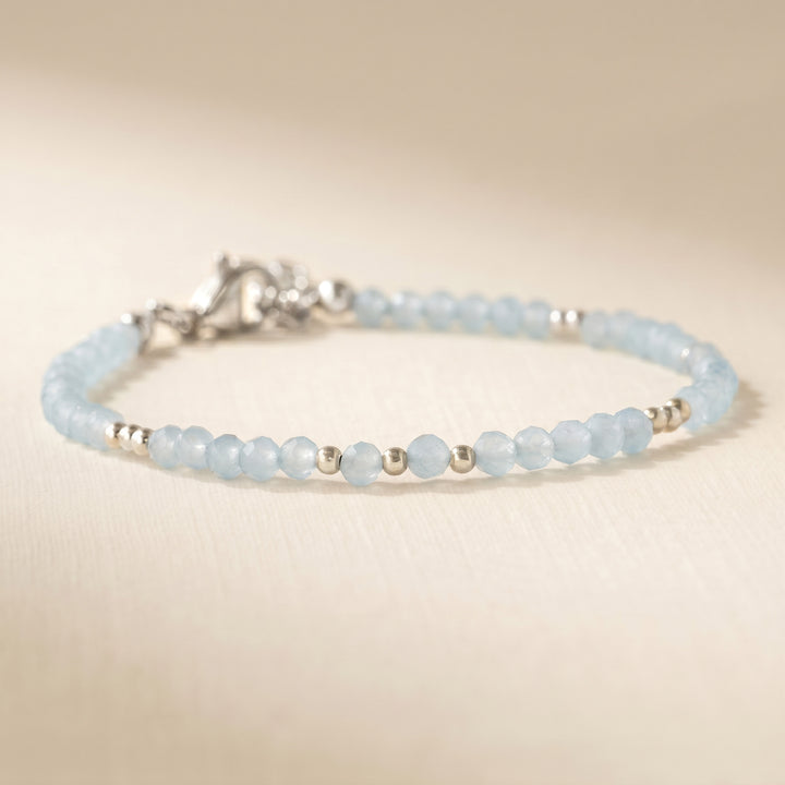 Sterling silver Aquamarine bracelet — March birthstone — handmade UK
