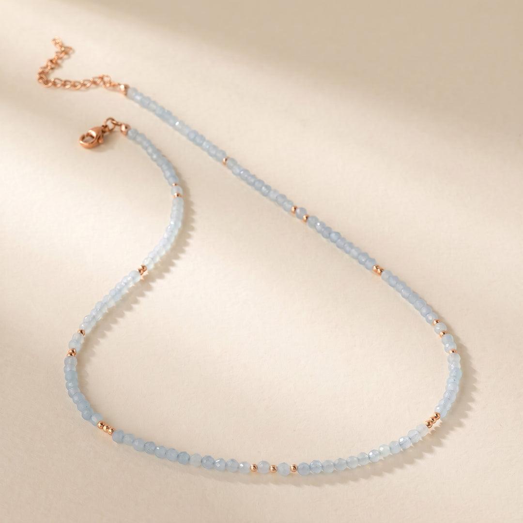 Rose gold filled aquamarine necklace — handmade UK