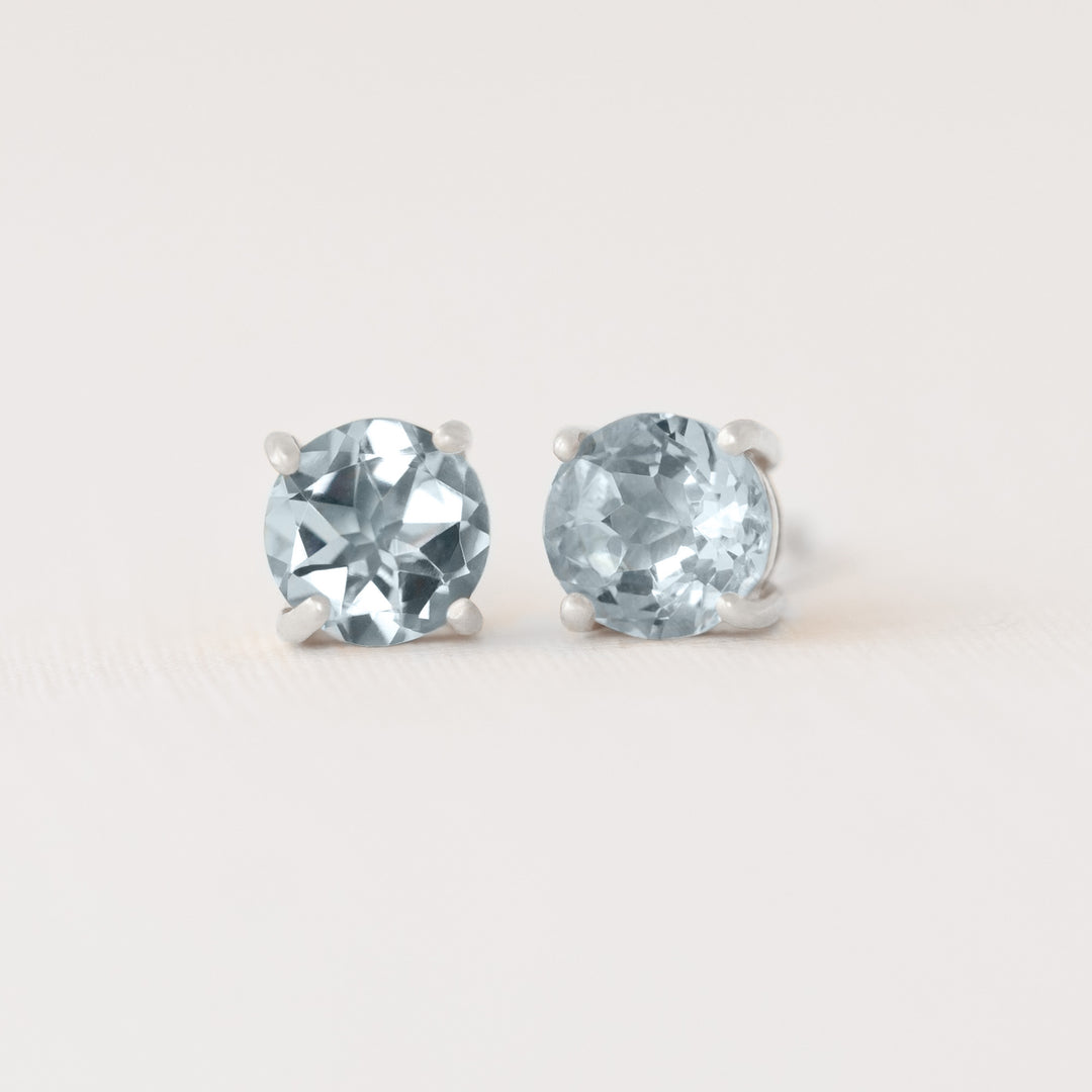 Aquamarine Silver Stud Earrings
