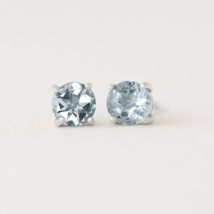 Aquamarine Silver Stud Earrings