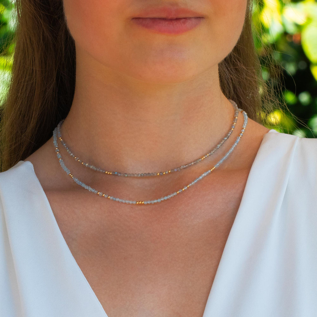 Aquamarine Necklace Aquamarine Bead Necklace UK in Gold Silver