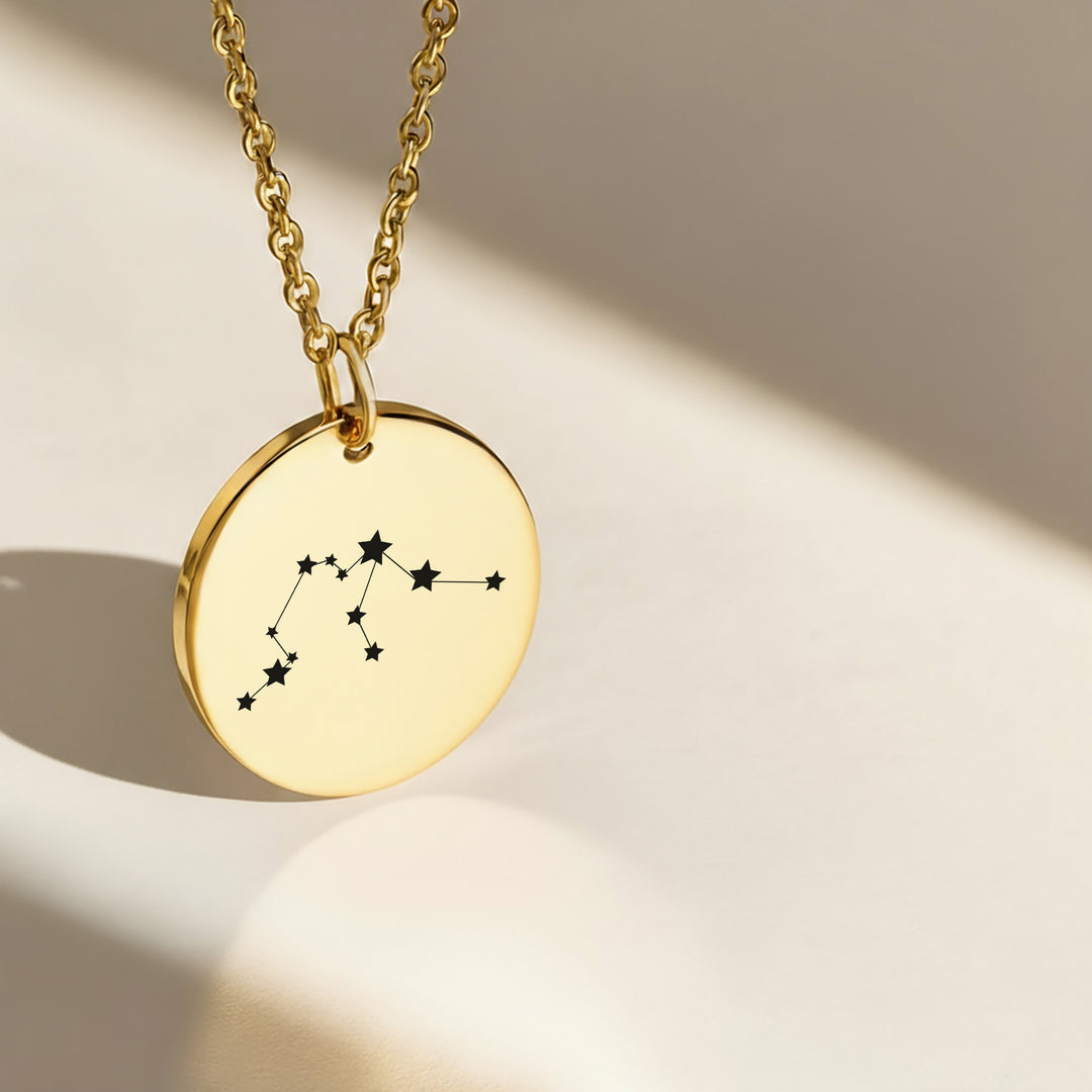 Zodiac Aquarius Constellation Necklace Gold