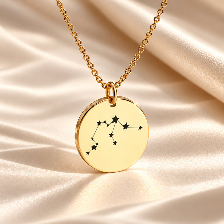 Aquarius constellation necklace in gold on a cable chain